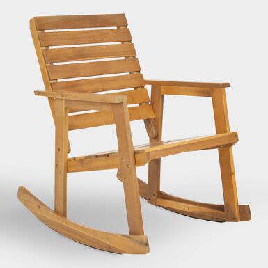 Natural Brown Wood Outdoor Rocking Chair