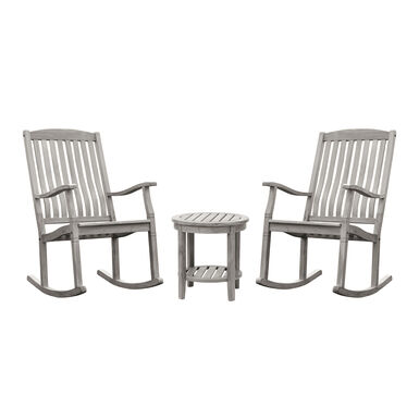 Laguna Teak Wood 3 Piece Outdoor Rocking Chair Set