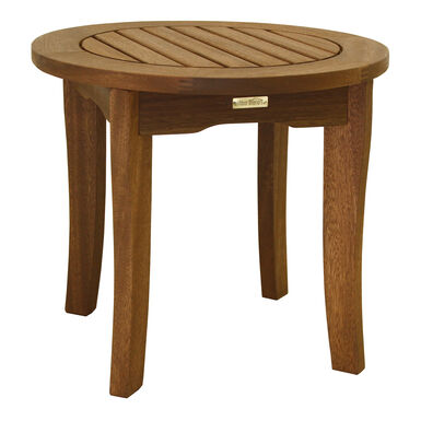 La Selva Umber Brown Slatted Eucalyptus Wood End Table