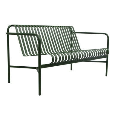 Isaiah Slatted Steel Outdoor Loveseat