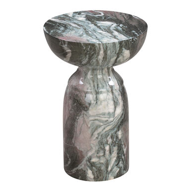 Bradley Round Faux Marble Pedestal Outdoor Side Table