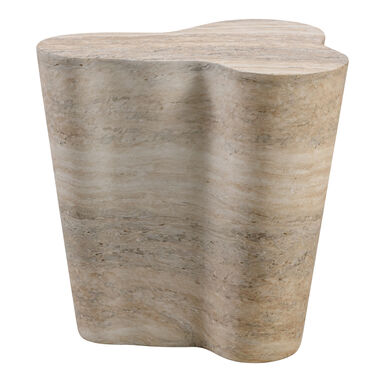 Peter Tan Faux Travertine Rounded Outdoor Side Table