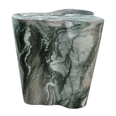 Peter Gray and Blush Faux Marble Rounded Outdoor Side Table