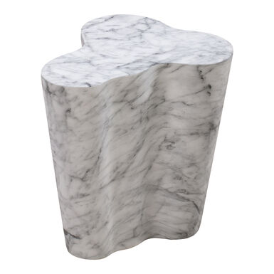 Peter White Faux Marble Rounded Outdoor Side Table