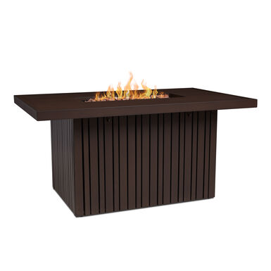 Calvin Slatted Aluminum Propane Gas Fire Pit Table