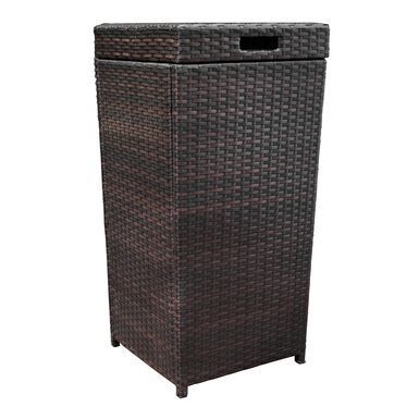 Pinamar Espresso All Weather Wicker Outdoor Trash Can