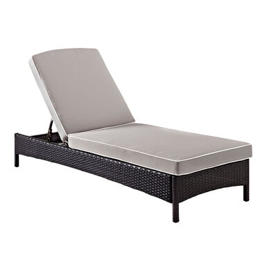 Pinamar Espresso All Weather Outdoor Chaise and Gray Cushion