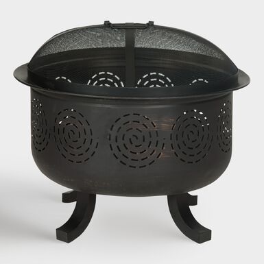 Black Distressed Iron Spiral Maddie Fire Pit