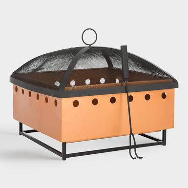 Square Copper and Black Cutout Dot Rylan Fire Pit