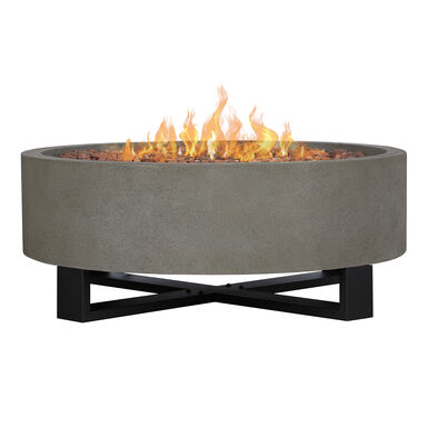 Caymen Round Glacier Gray Faux Stone Bowl Gas Fire Pit