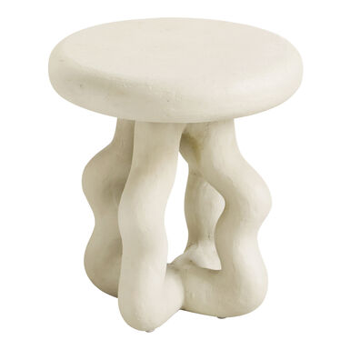 Norsan Round Cream Faux Stone Textured Side Table