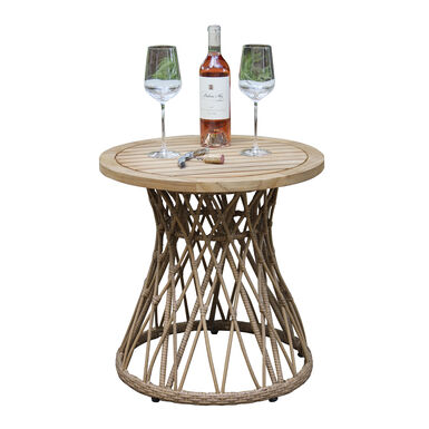 Encinitas Teak and All Weather Wicker Outdoor Side Table