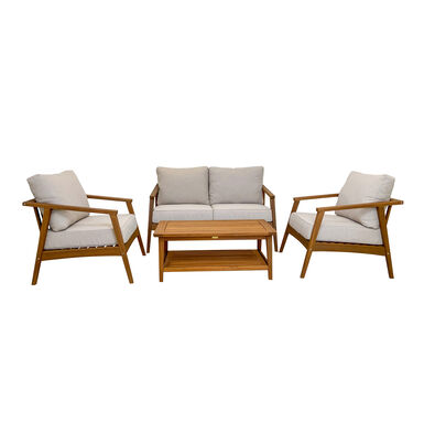 Brussels Brown Eucalyptus Wood 4 Piece Outdoor Furniture Set
