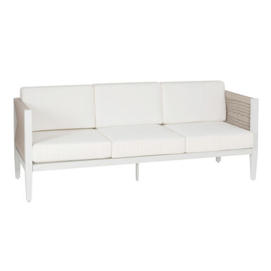 Pacey White Metal and Taupe Rope Outdoor Sofa