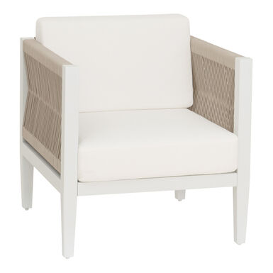 Pacey White Metal and Taupe Rope Outdoor Chair