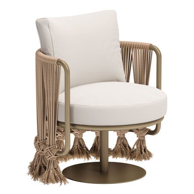 Cleona Round Tan Rope Tassel Outdoor Chair
