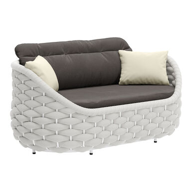 Gael Gray and White Chunky Rope Outdoor Loveseat