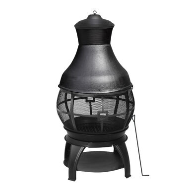 Simeon Matte Black Cast Iron Wood Burning Chiminea Fire Pit