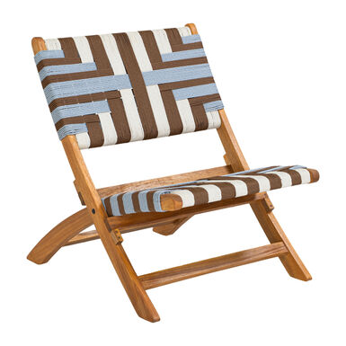 Mills Wood and Faux Rattan Outdoor Lounge Chair