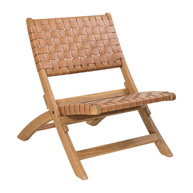 Johnston Wood and Faux Rattan Folding Outdoor Lounge Chair