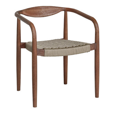 Curva Rope and Eucalyptus Wood Outdoor Dining Chair 2 Piece Set