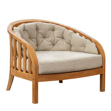 Case Oversized Teak Wood Tufted Outdoor Chair