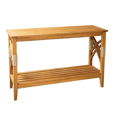 Juarez Teak and Wicker Outdoor Console Table with Shelf