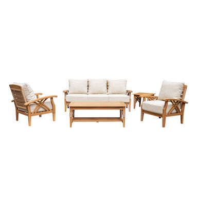 Juarez Teak and All Weather Wicker 5 Piece Outdoor Furniture Set