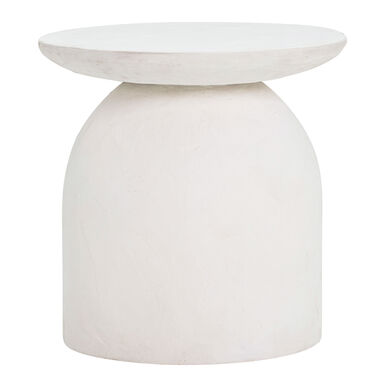 Ieuan Round White Concrete Outdoor Side Table