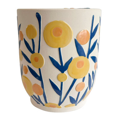 Round Cream Ceramic Summer Garden Side Table