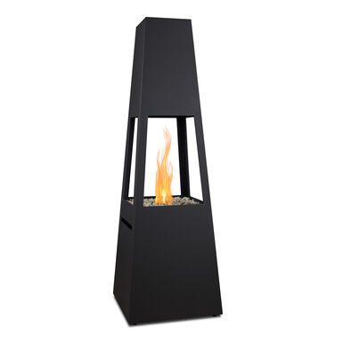 Ferro Black Steel Propane Gas Chiminea Fire Pit
