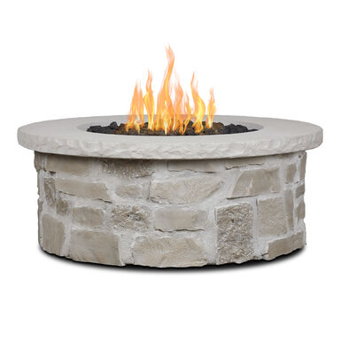 Scottsdale Round Beige Faux Stone Gas Fire Pit Table