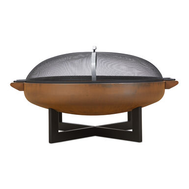 La Porte Round Rust and Black Steel Wood Burning Fire Pit